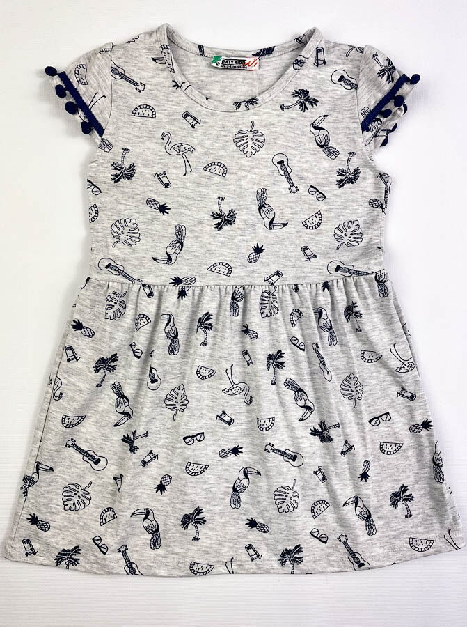 Платье для девочки PATY KIDS Пальмы серое 51331 - цена