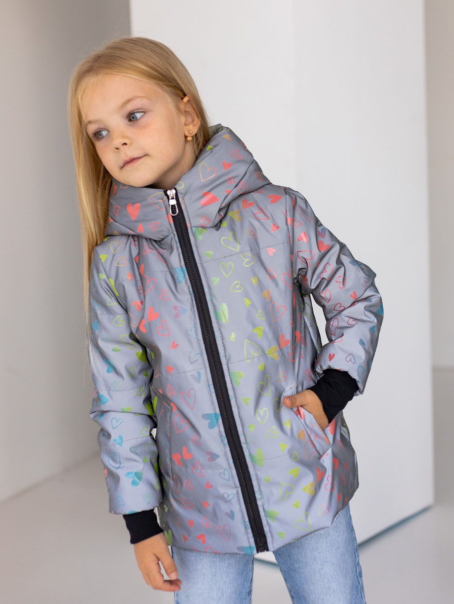 Светоотражающая куртка для девочки Tair kids Сердечки 107 - фотография