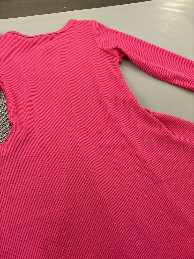 Платье в рубчик для девочки Mevis розовый неон 4934-01 - фотография