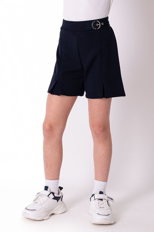 Школьные шорты для девочки Mevis синие 3698-01 - цена