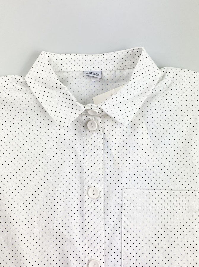 Школьная рубашка для девочки Mevis Горошек белая 4757-04 - фотография