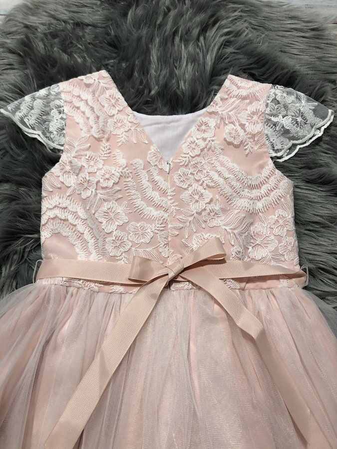 Нарядное платье для девочки Mevis персиковое 3320-02 - размеры
