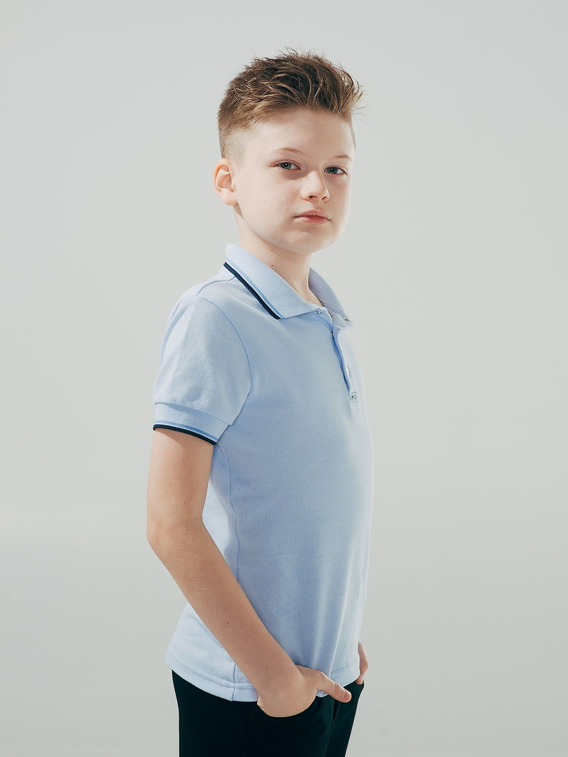 Футболка-поло с коротким рукавом для мальчика SMIL голубая 114595 - картинка