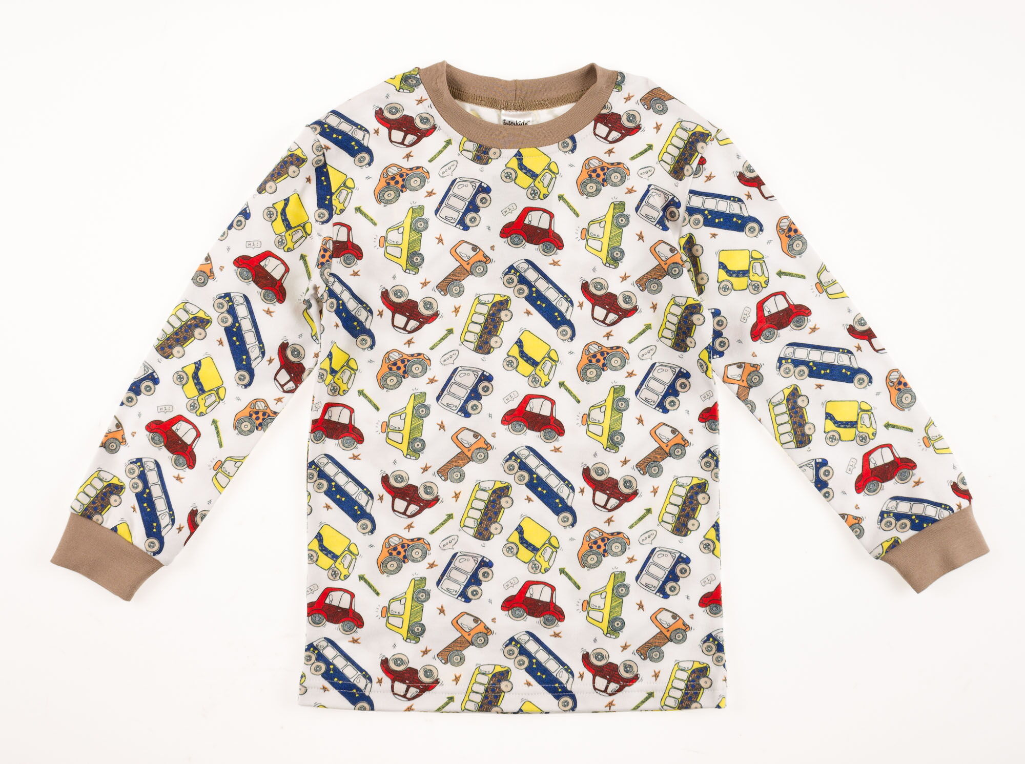 Пижама для мальчика Interkids  Машинки бежевая 1696 - размеры