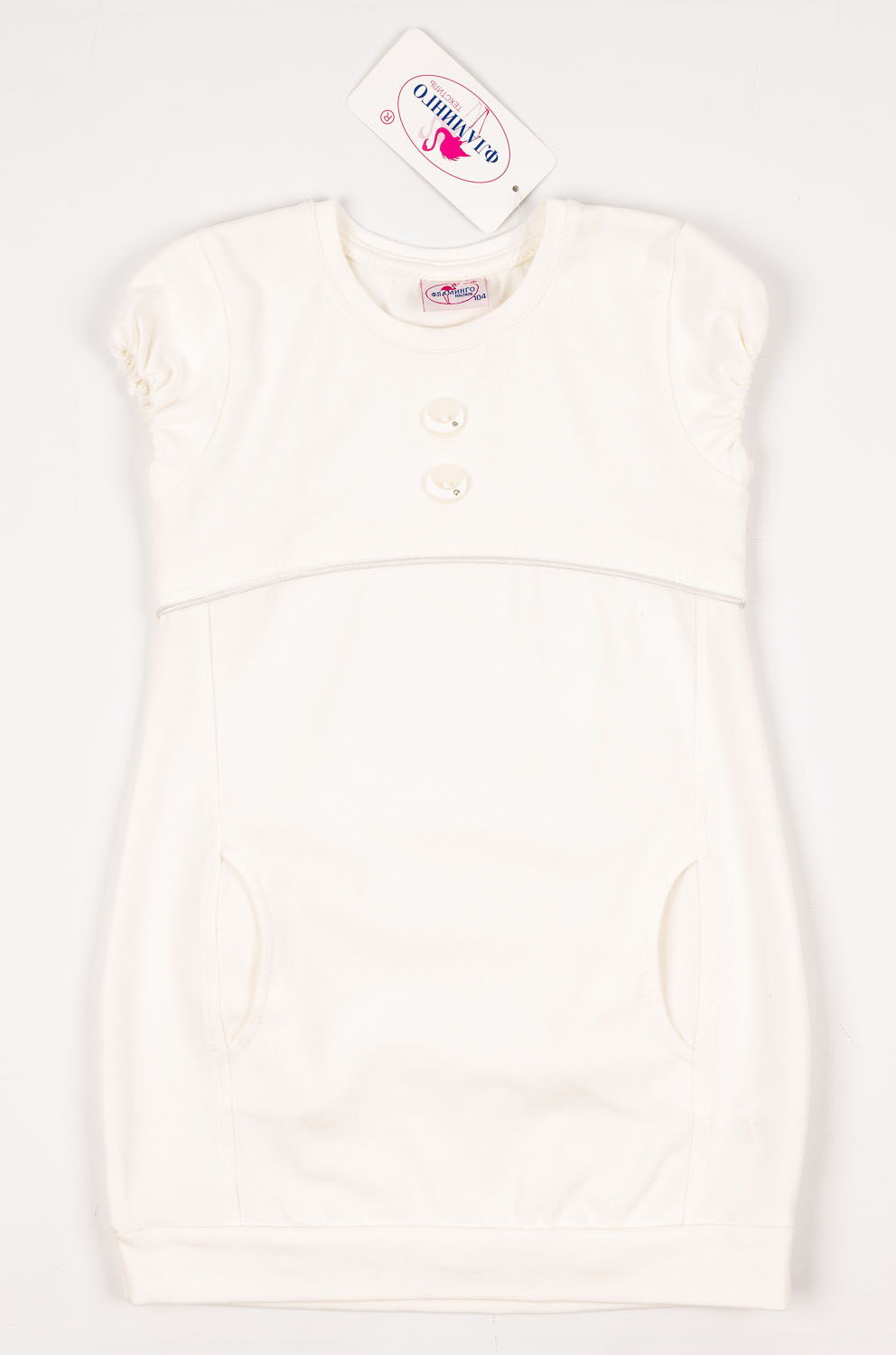 Платье-туника для девочки Фламинго молочное 904-416 - фотография