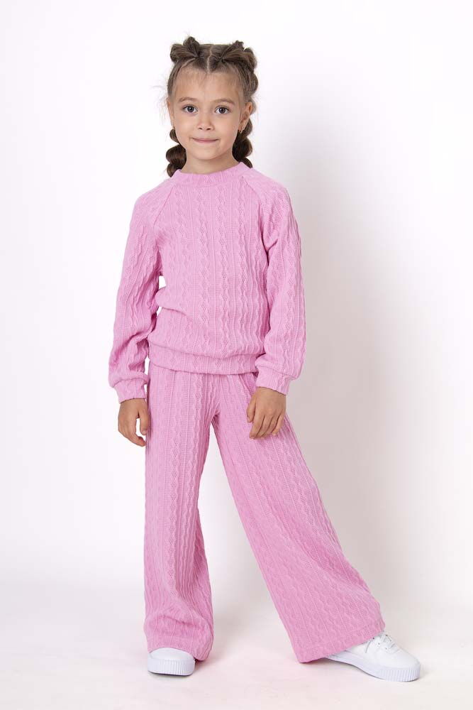 Стильный костюм вязка Mevis розовый 4718-06 - цена