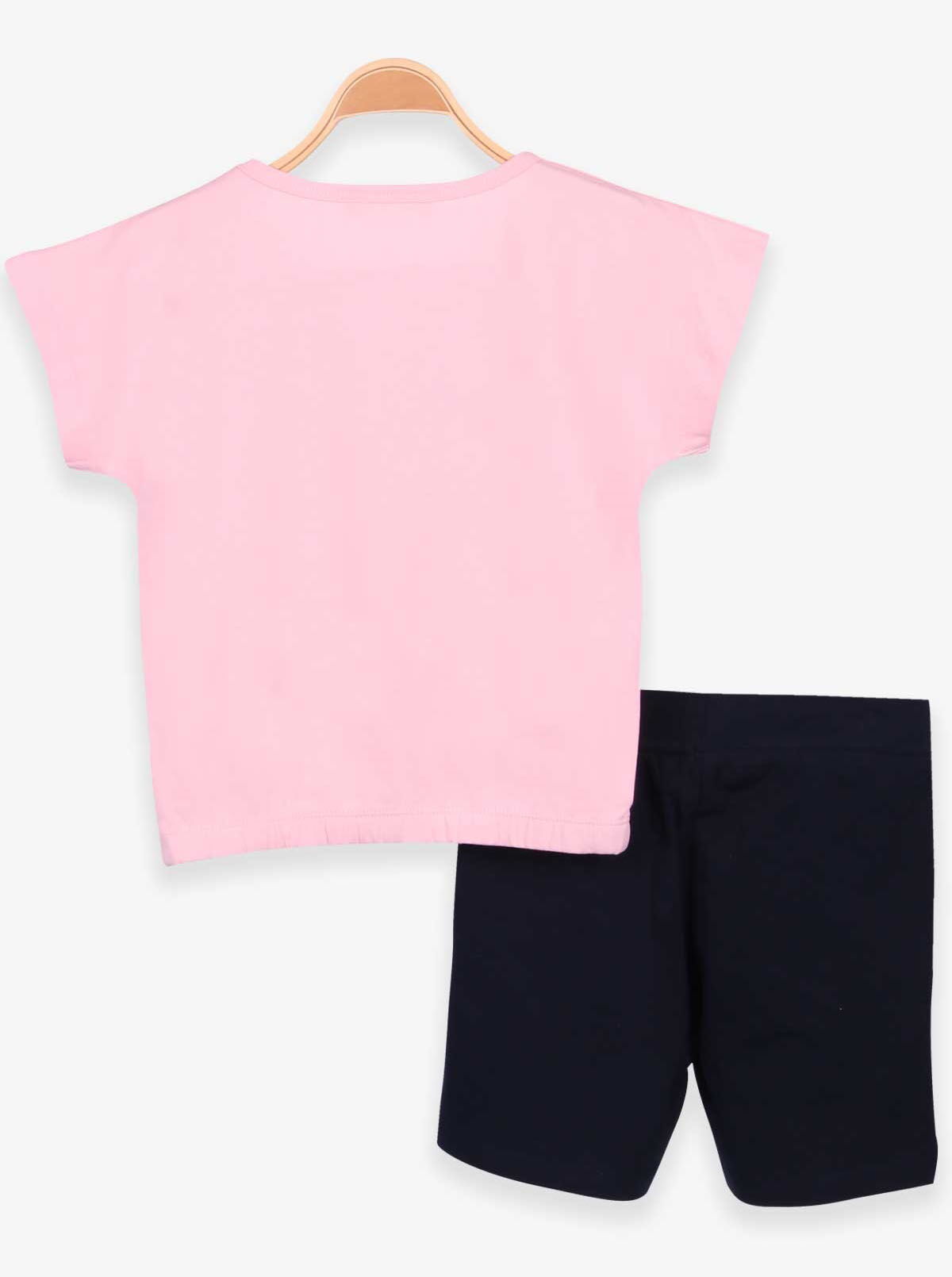Комплект футболка и шорты для девочки Breeze Фламинго персиковый 15160 - купить