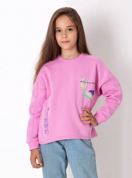 Утепленный свитшот для девочки Mevis розовый 3969-01 - цена