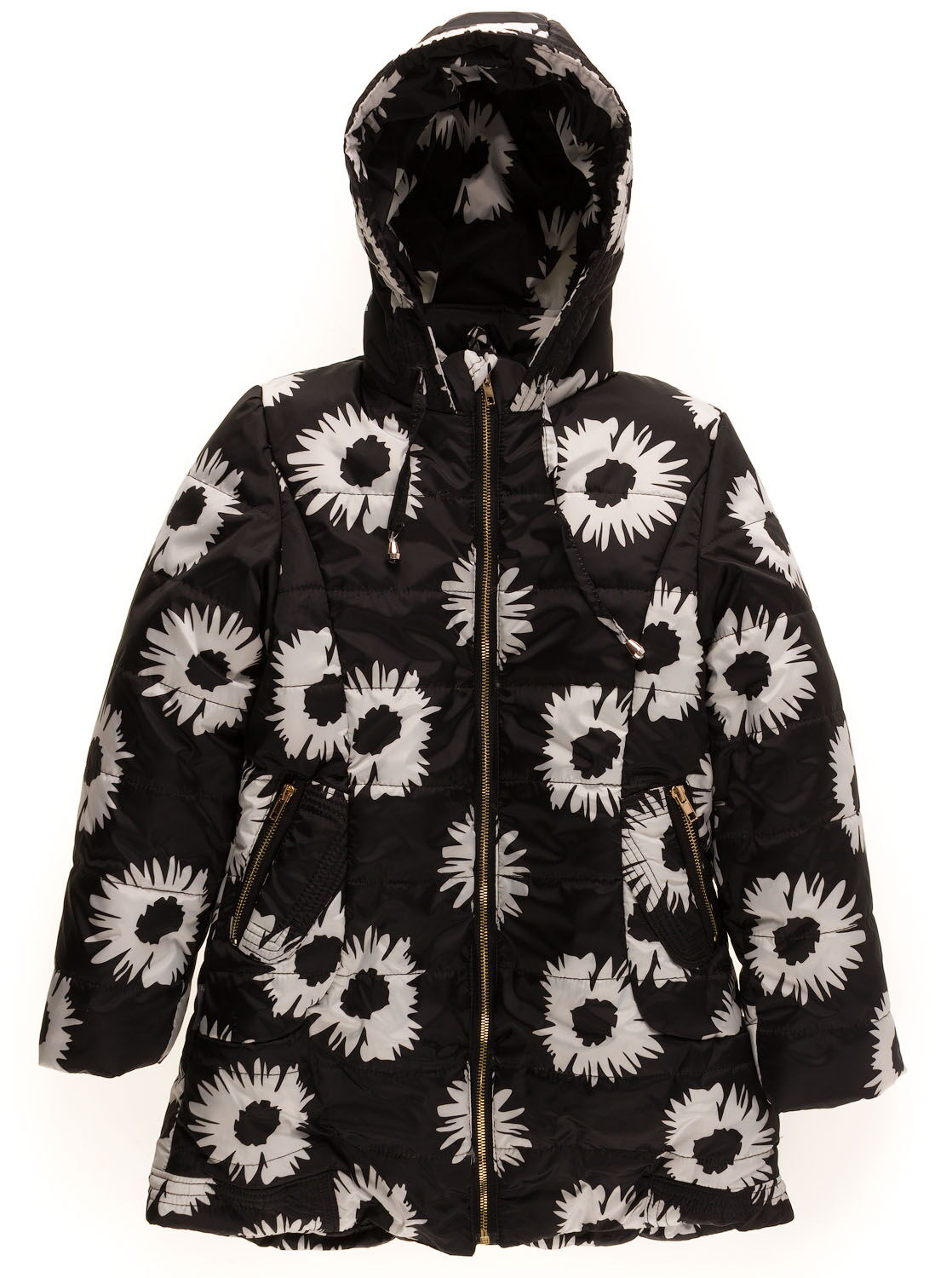 Куртка зимняя удлиненная для девочки Одягайко черная 2835 - цена