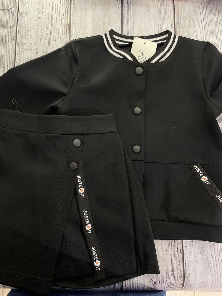 Бомбер для девочки Mevis черный 4158-02 - размеры