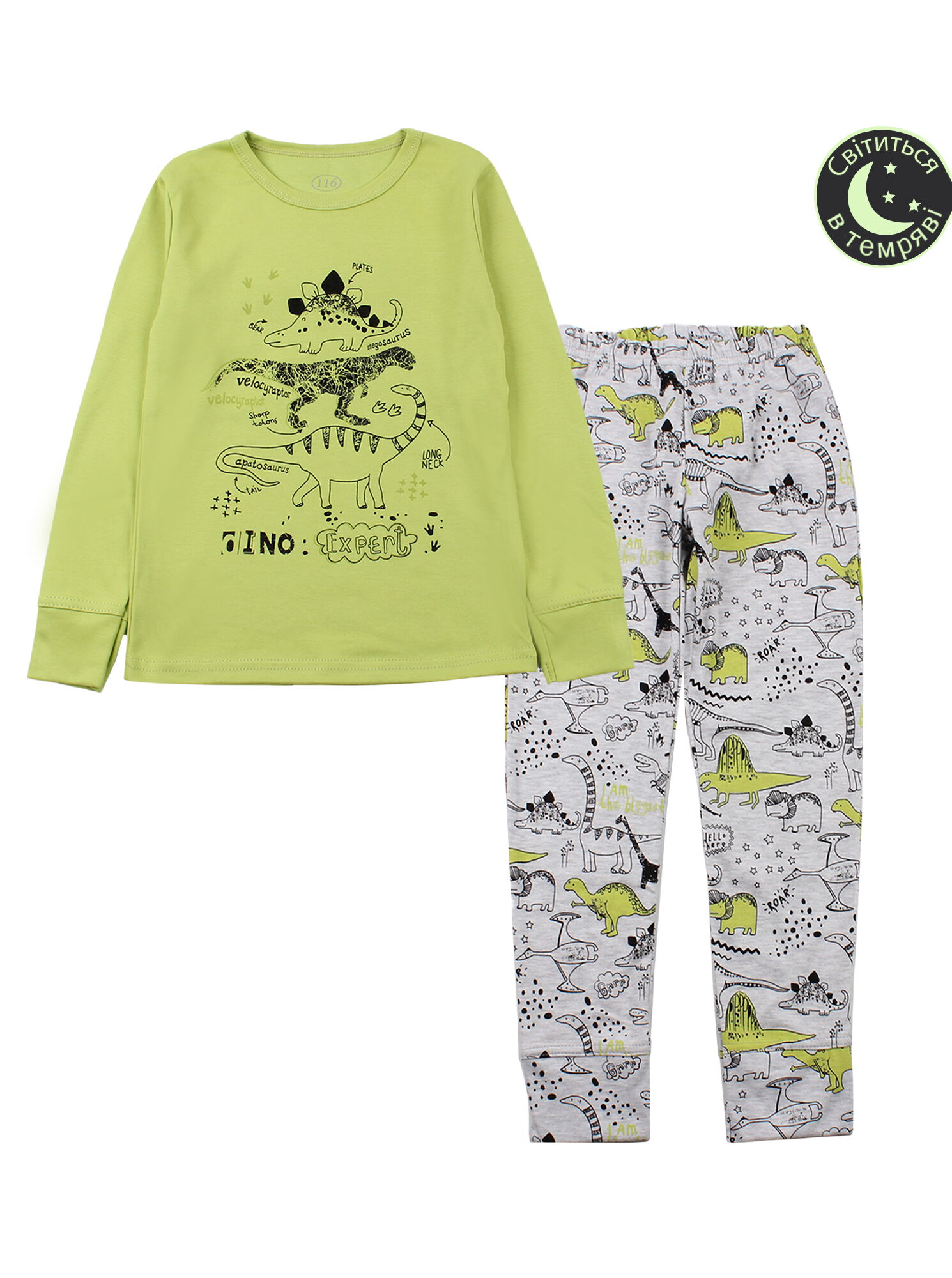 Пижама для мальчика Фламинго Dino Expert зеленая 256-222 - цена
