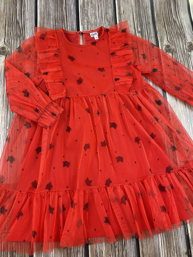 Нарядное платье для девочки Mevis красное 4071-02 - картинка