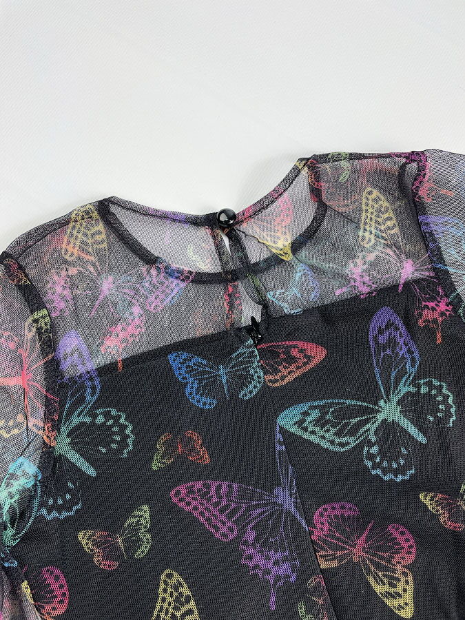 Нарядное платье для девочки Mevis Бабочки черное 4064-02 - фотография