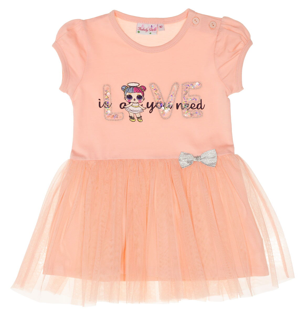 Платье для девочки LOVE LOL персиковое 11890 - цена