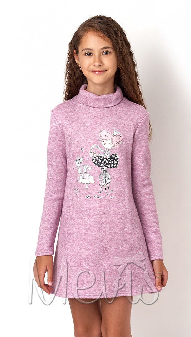 Тёплое платье для девочки Mevis розовое 2954-02 - цена