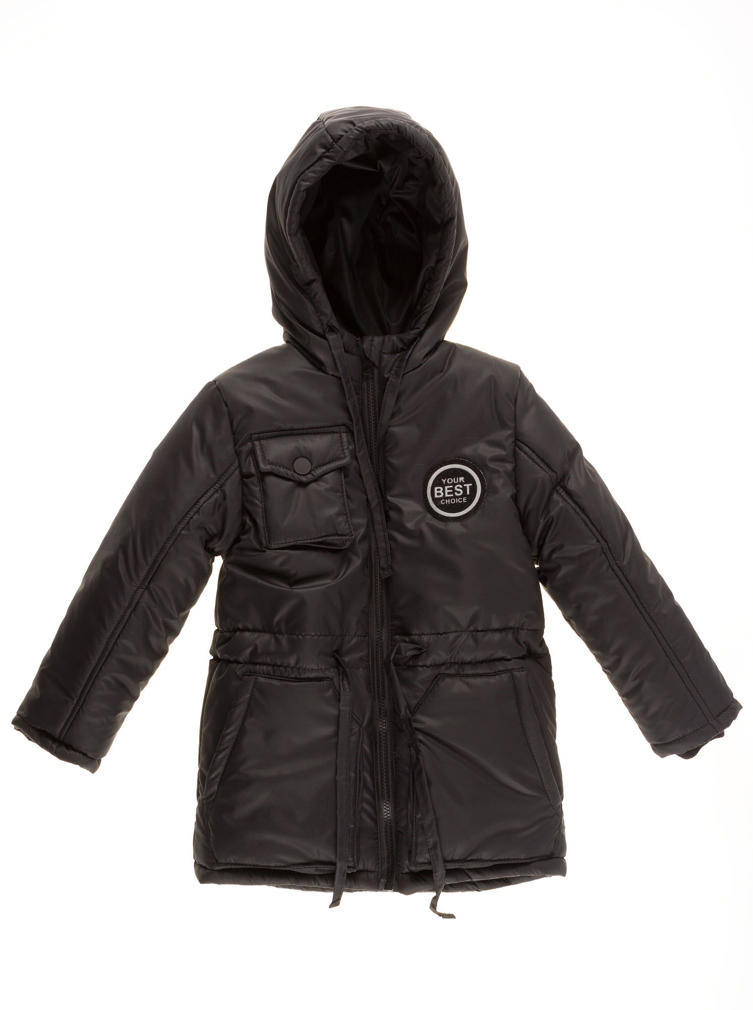 Куртка удлиненная зимняя для мальчика Одягайко черная 20095О - цена