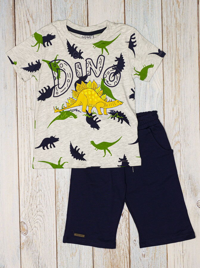 Комплект футболка и шорты для мальчика Hoity-toity Dino серый 0743 - цена