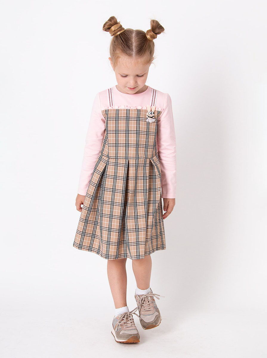 Трикотажное платье для девочки Mevis розовое 4058-03 - цена