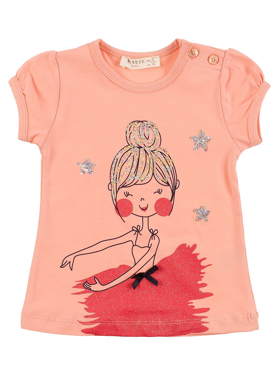 Комплект футболка и лосины Breeze Балерина персиковый 11838 - размеры