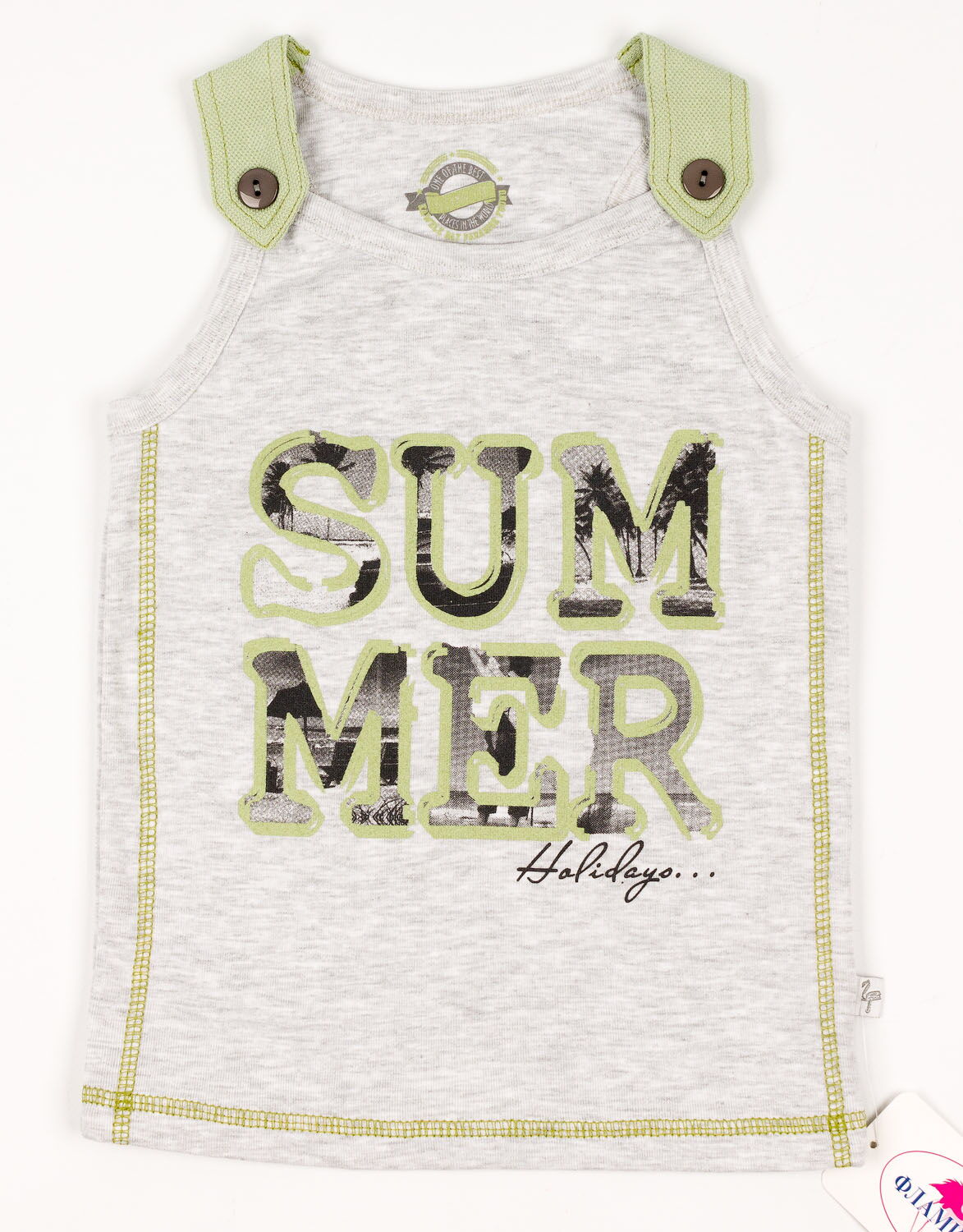 Комплект для мальчика (майка+шорты) Фламинго зеленый 911-1303 - фото