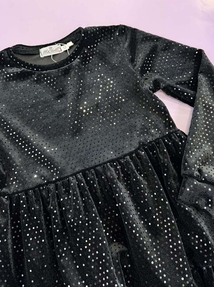 Нарядное платье с пайетками для девочки MiChell черное 1612 - фотография