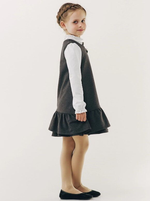 Сарафан школьный трикотажный SMIL темно-серый меланж 120225 - фото