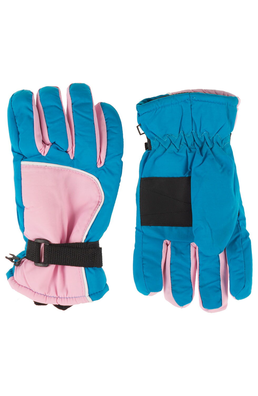 Перчатки для девочки зимние из непромокаемой ткани SKI GLOVES голубые с розовым - цена