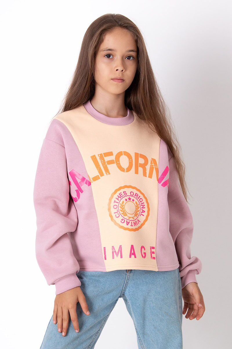 Утепленный свитшот для девочки Mevis California персиковый 3989-02 - цена