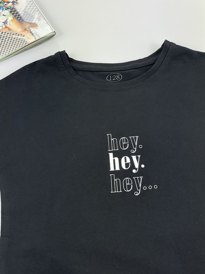 Футболка для девочки Фламинго HEY черная 787-417 - картинка