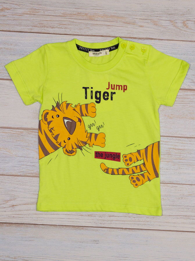 Комплект футболка и шорты для мальчика Breeze Tiger салатовый 14379 - размеры