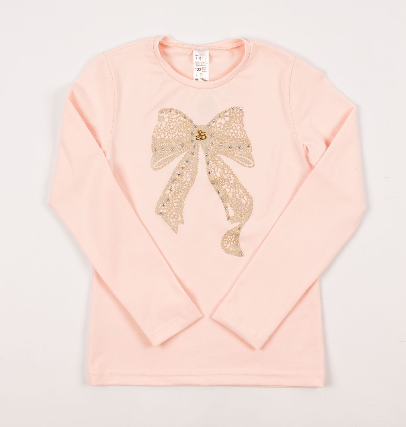 Блузка для девочки SMIL Бант розовый персик 114483 - цена