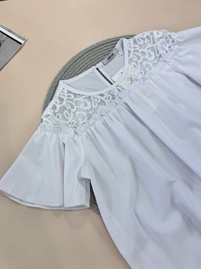 Блузка для девочки Mevis белая 5101-02 - картинка