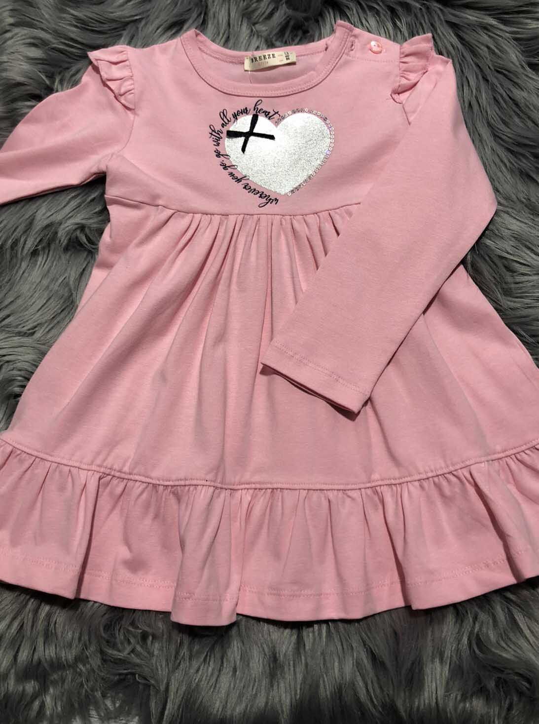 Платье для девочки Breeze Сердечко розовое 13466 - фотография
