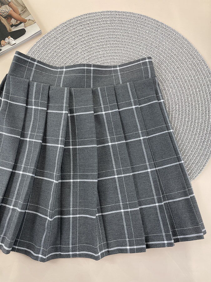 Школьная юбка в клетку Mevis серая 5217-03 - фотография