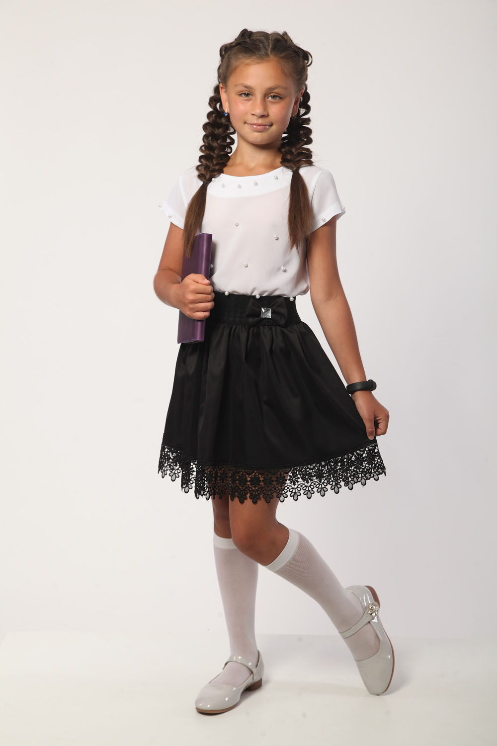 Школьная юбка с кружевом VDAGS Виктория черная - цена