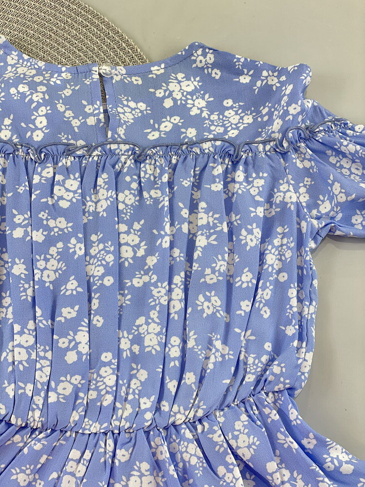 Платье для девочки Mevis Цветочки голубое 4991-03 - размеры