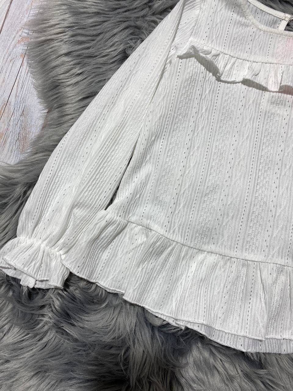 Трикотажная блузка для девочки Mevis молочная 3678-02 - размеры