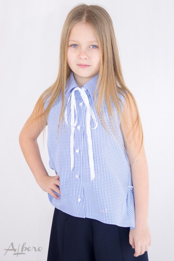 Блузка с коротким рукавом для девочки Albero голубая 5087 - купить