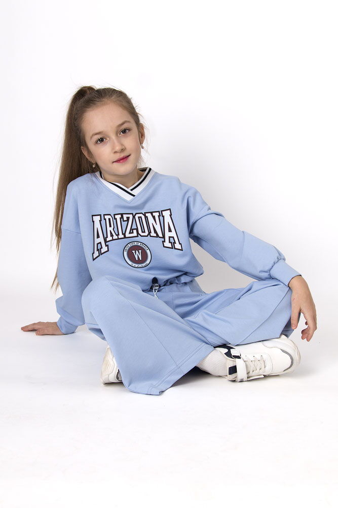 Стильный костюм для девочки Mevis Arizona голубой 4838-02 - фото