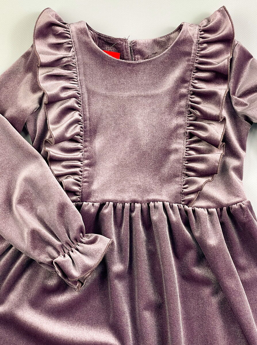 Бархатное платье для девочки Romashka Kids сиреневое 2411 - размеры