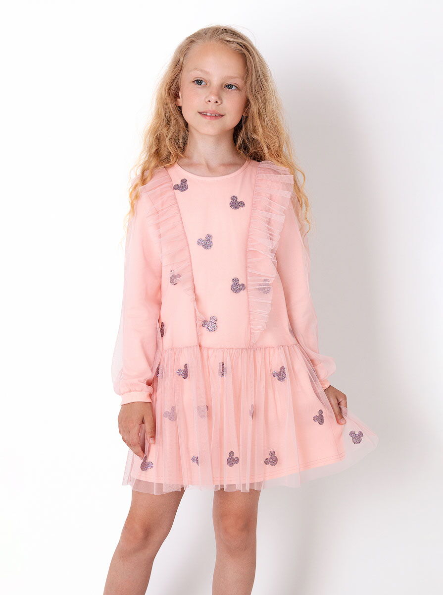 Нарядное платье для девочки Mevis Микки персиковый 4054-03 - цена