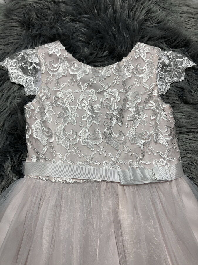 Нарядное платье для девочки Mevis пудра 3320-01 - фото