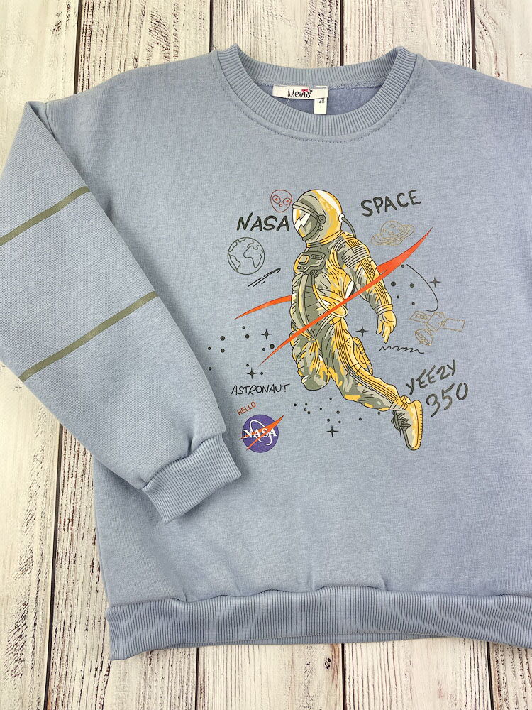Утепленный свитшот для мальчика Mevis Nasa Space голубой 3975-01 - фотография