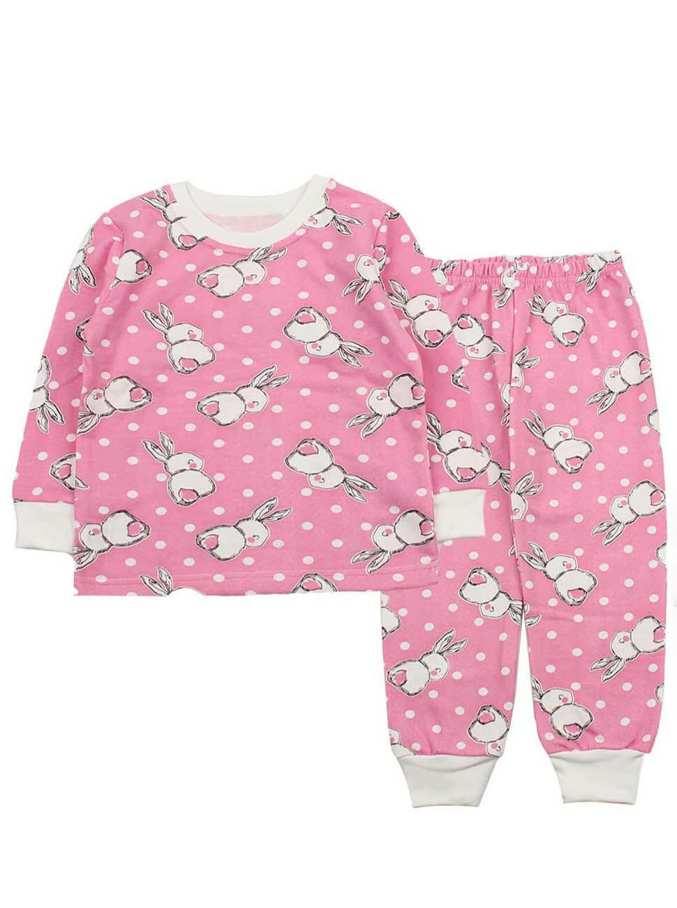 Утепленная пижама для девочки Фламинго Зайчики розовая 329-310 - цена