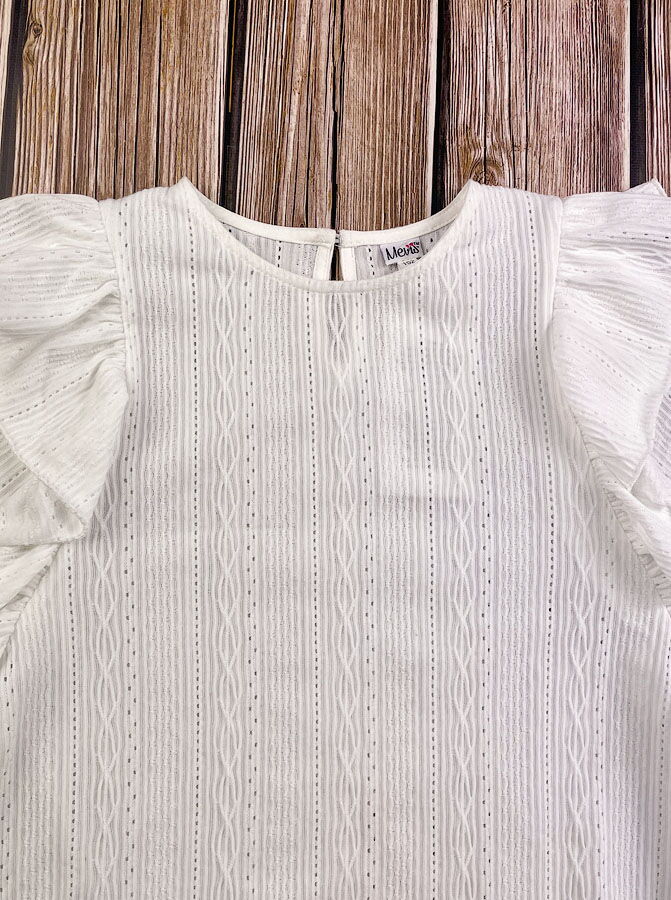 Трикотажная блузка для девочки Mevis молочная 3669-02 - картинка