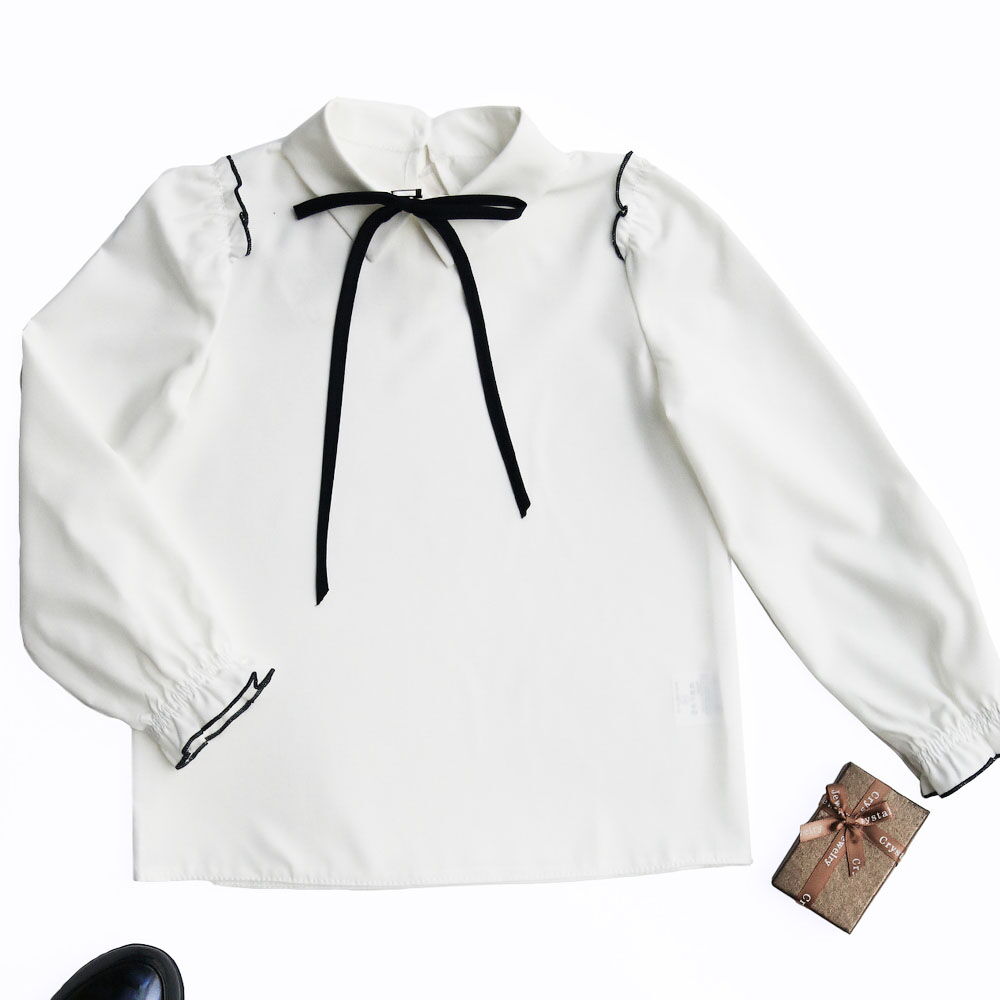 Блузка с длинным рукавом для девочки Mevis молочная 4397-02 - размеры