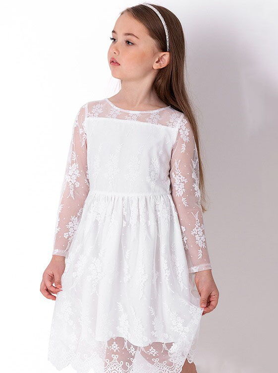 Нарядное платье для девочки Mevis белое 4048-02 - цена