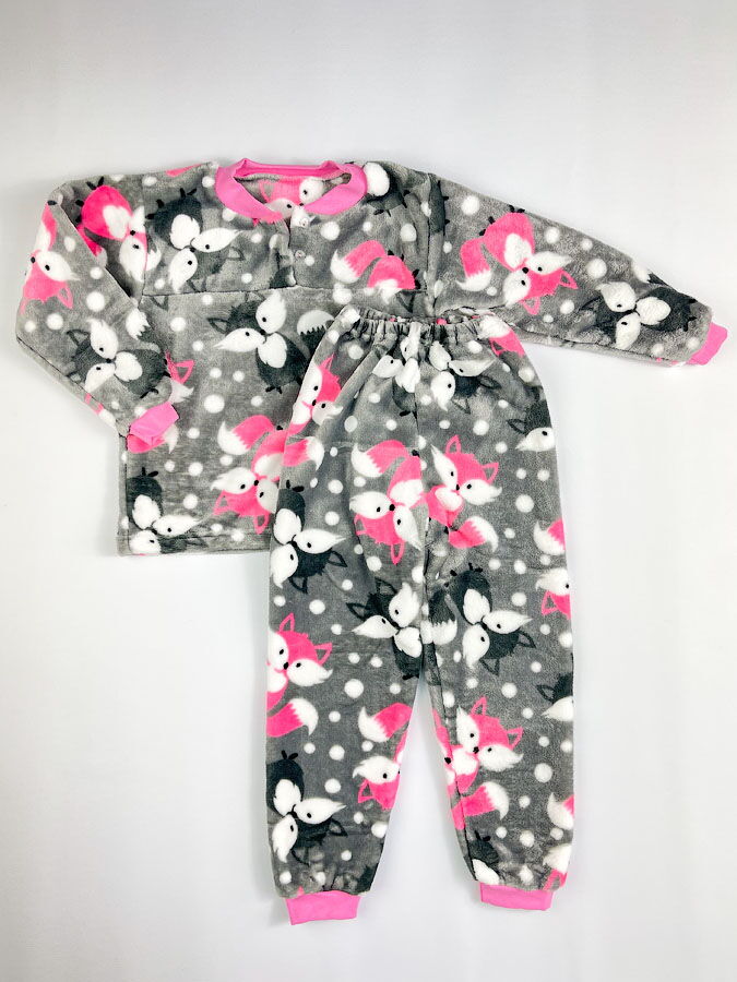 Пижама утепленная флис Лисичка серая 014 - цена