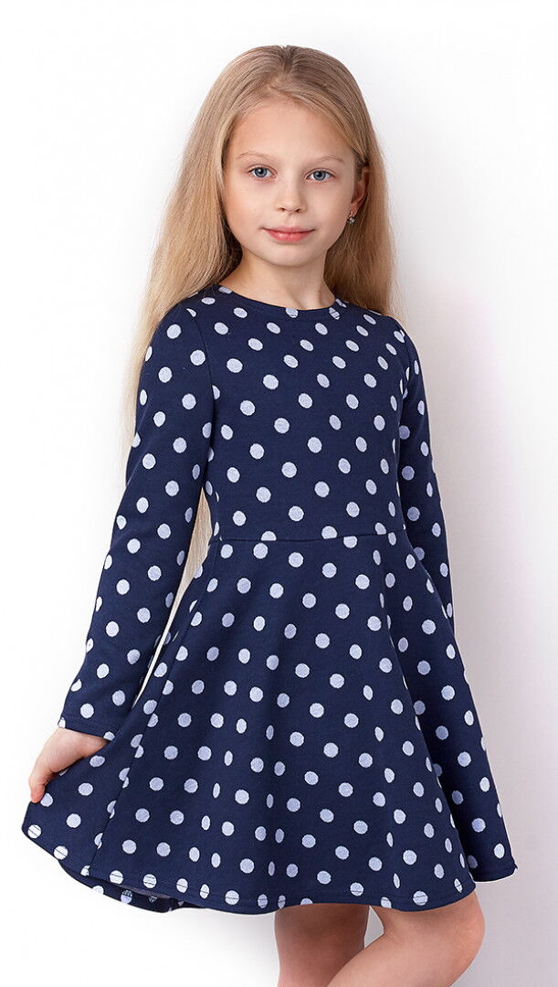 Трикотажное платье для девочки Mevis синее 3347-01 - цена