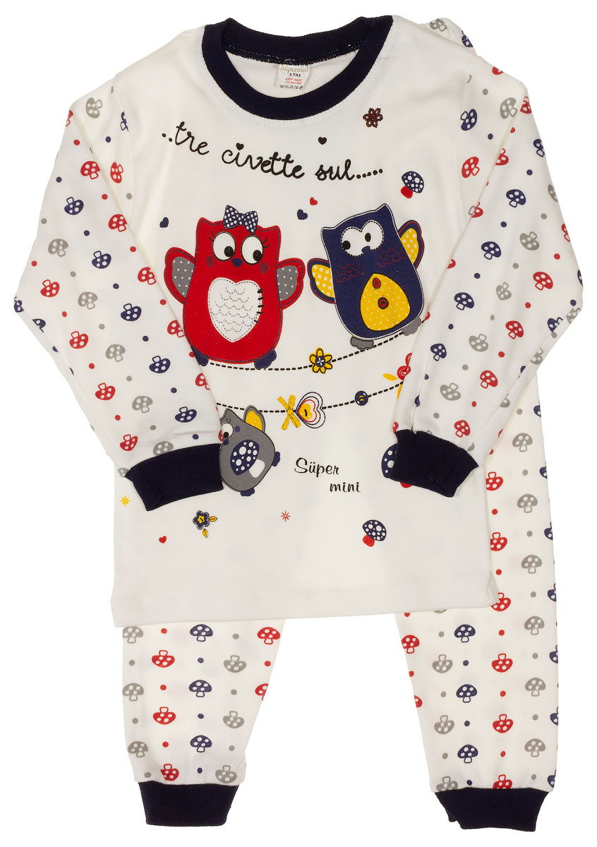 Пижама детская Красная сова белая 3090 - цена